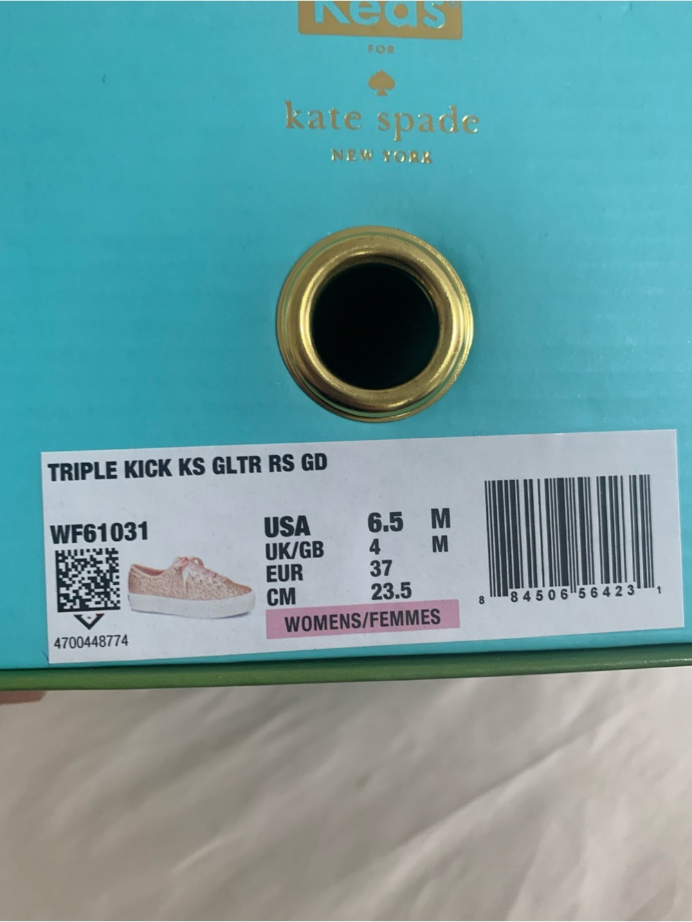 Keds X Kate Spade Glitter Sneakers Pink Rose Gold Size 6.5 Shoes W/ Original Box - Picture 11 of 12
